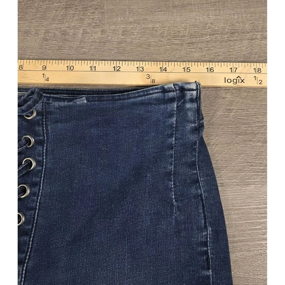 Free People Jeans Womens 30 Blue Denim‎ High Rise Tie Closure Stretch 30